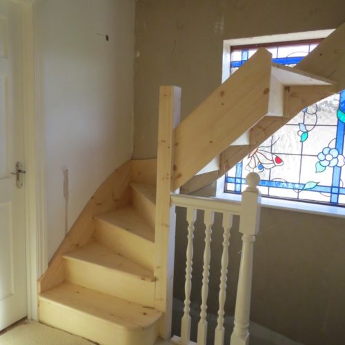 View of part installed loft stairs