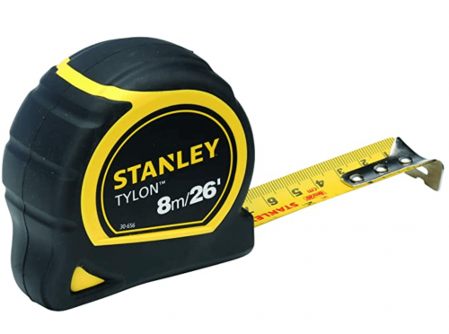 Stanley STA130656N Pocket Tylon Tape, 8 m/26 feet (25 mm) - Yellow and Black