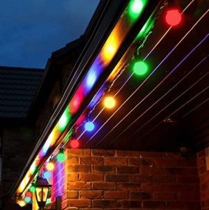 Festive Lights ConnectPro Outdoor Festoons - Black Rubber Cable - Connectable - SMD LEDs - Frosted Bulbs - With Plug (40m, Multicoloured