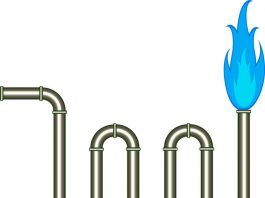 Image of gas pipes and blue flame