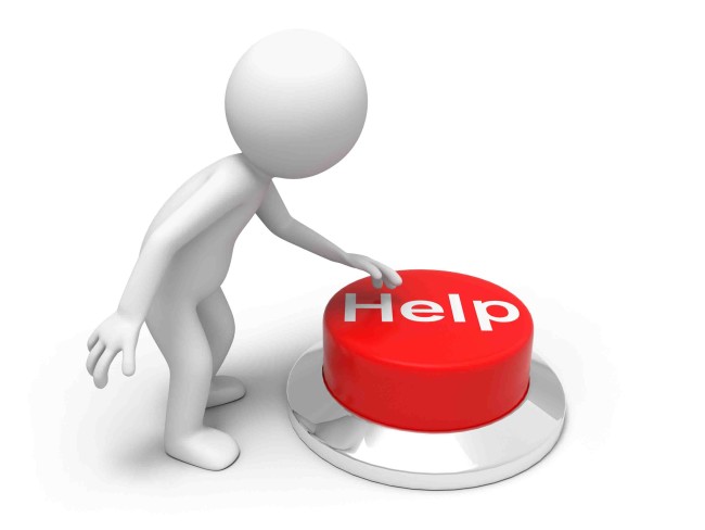 Picture of someone pushing a help button